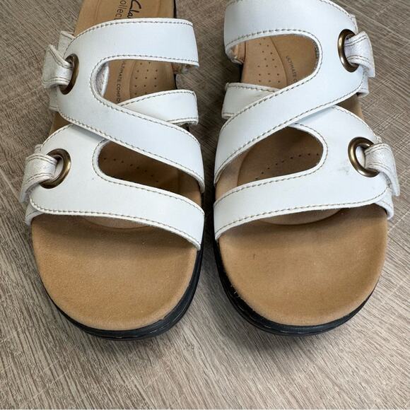 CLARKS COLLECTION Women’s White Merliah 2 Cove Slide Sandals - Picture 4 of 9